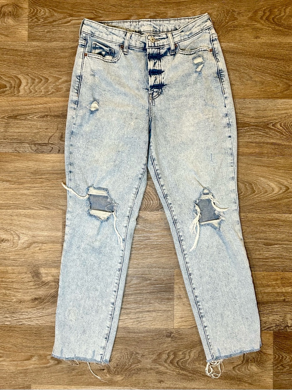 Old Navy High Rise OG Straight Jeans - Size 10 Distressed Light Wash